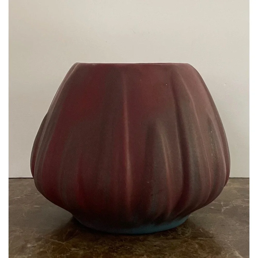 Vtg Van Briggle Art Pottery 1920s Mulberry Yucca Leaves Squat Vase Matte 4.5
